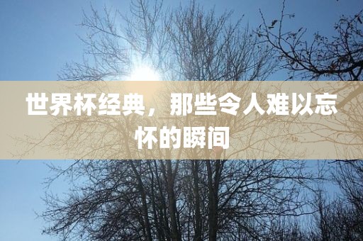 世界杯经典，那些令人难以忘怀的瞬间