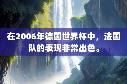 在2006年德国世界杯中，法国队的表现非常出色。