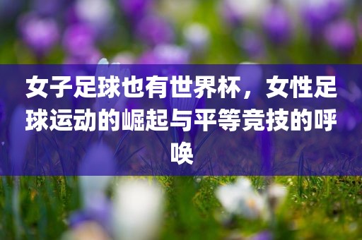 女子足球也有世界杯，女性足球运动的崛起与平等竞技的呼唤
