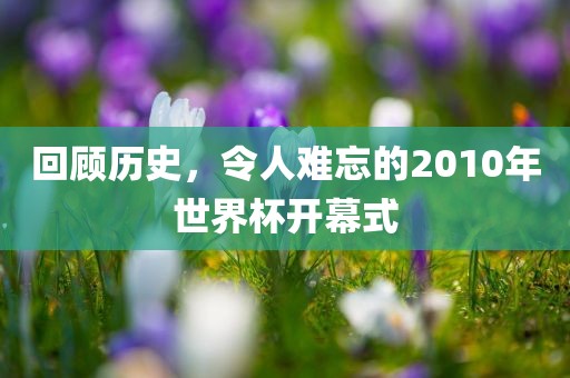 回顾历史，令人难忘的2010年世界杯开幕式
