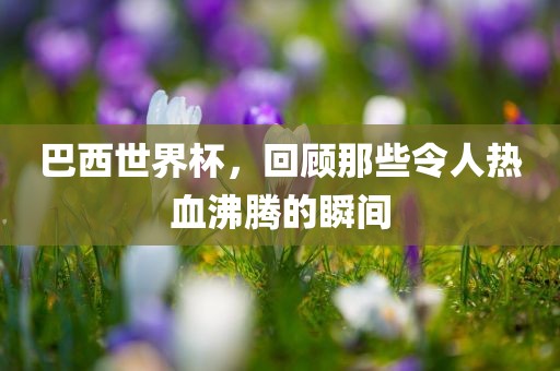 巴西世界杯，回顾那些令人热血沸腾的瞬间