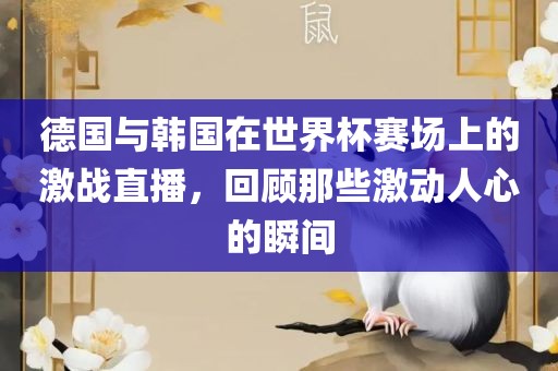 德国与韩国在世界杯赛场上的激战直播，回顾那些激动人心的瞬间