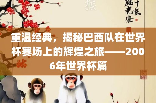 重温经典，揭秘巴西队在世界杯赛场上的辉煌之旅——2006年世界杯篇