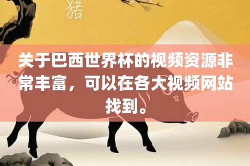 关于巴西世界杯的视频资源非常丰富，可以在各大视频网站找到。