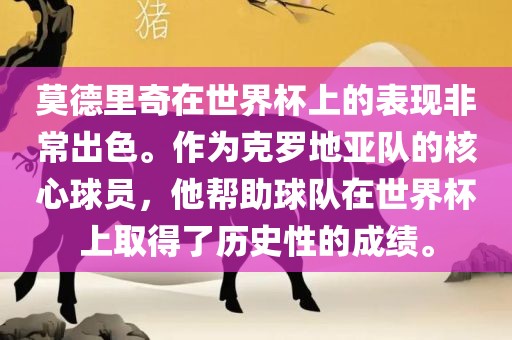 莫德里奇在世界杯上的表现非常出色。作为克罗地亚队的核心球员，他帮助球队在世界杯上取得了历史性的成绩。