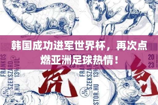 韩国成功进军世界杯，再次点燃亚洲足球热情！