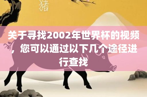 关于寻找2002年世界杯的视频，您可以通过以下几个途径进行查找
