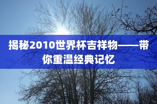 揭秘2010世界杯吉祥物——带你重温经典记忆