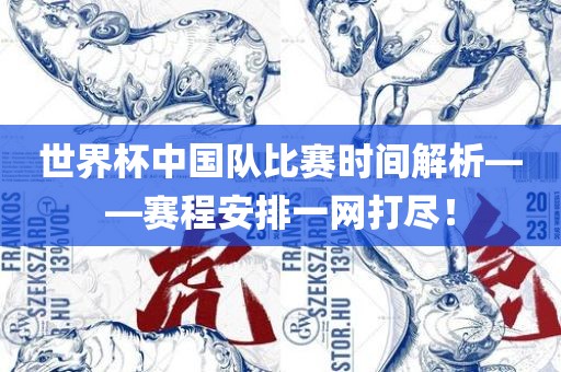 世界杯中国队比赛时间解析——赛程安排一网打尽！
